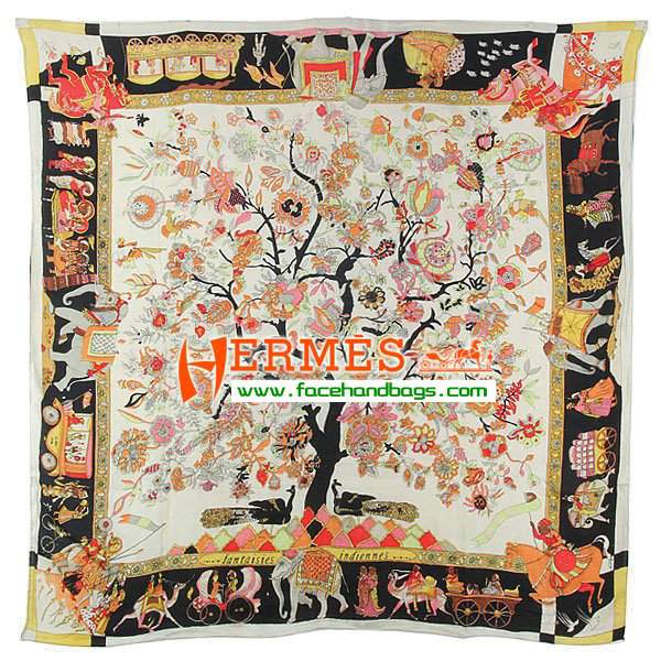Hermes Hand-Rolled Cashmere Square Scarf Black HECASS 130 x 130 - Click Image to Close